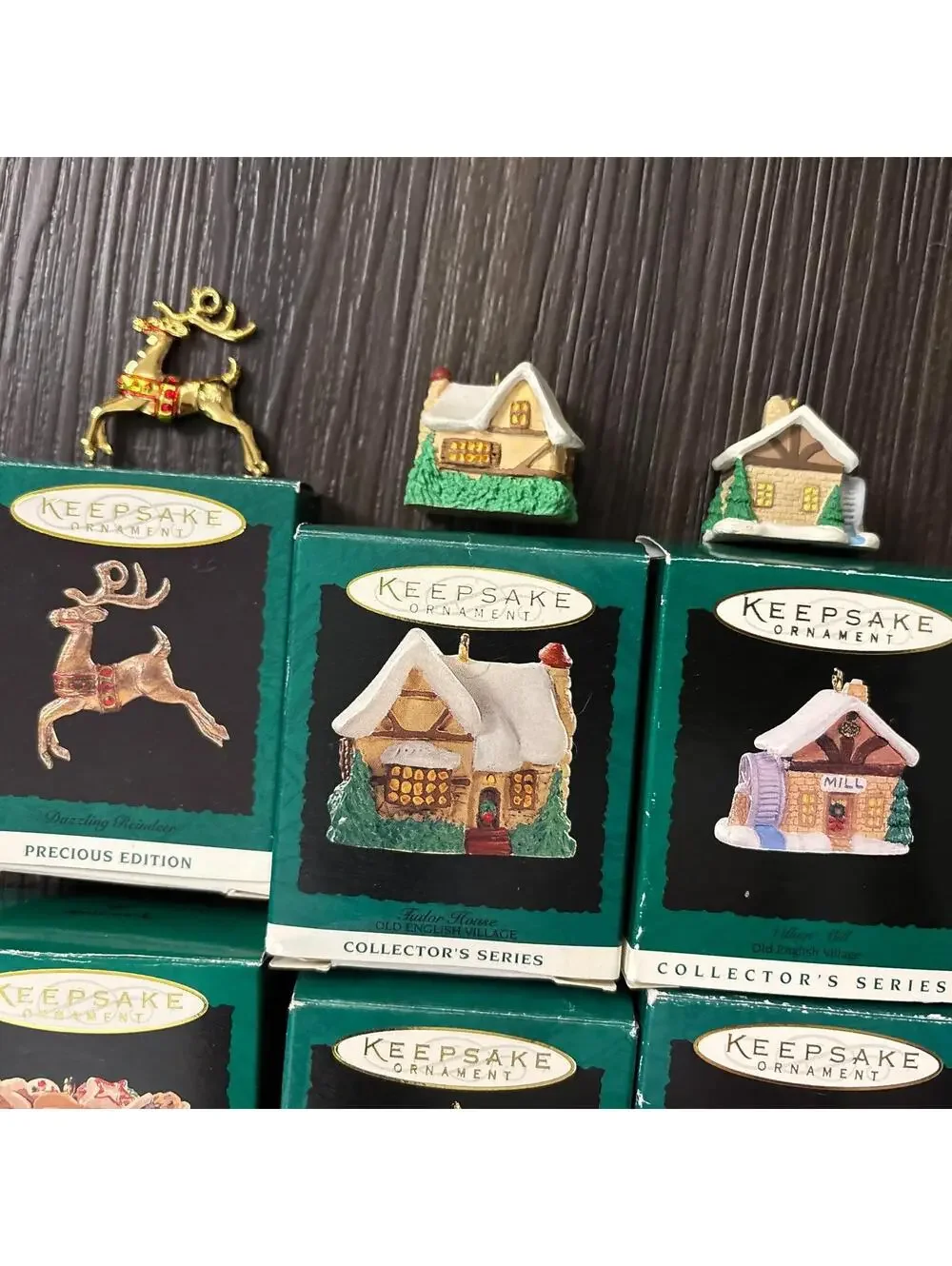 Vintage 90's Hallmark Collectors Mini Ornaments Lot of 20 Santa Cottage Reindeer